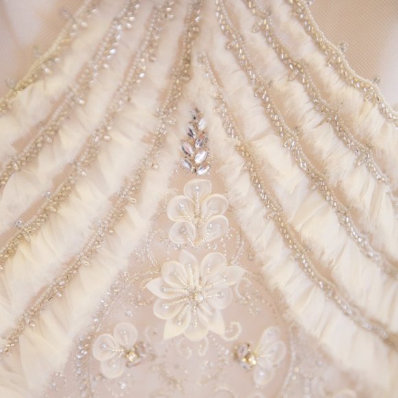 Lazaro Chandelier 3059 Beaded Strapless Wedding Gown Ivory - Picture 6 of 12